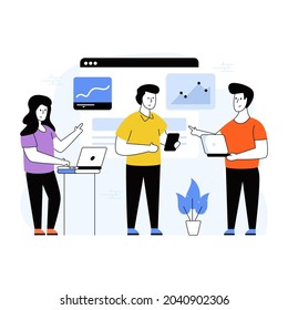 Collaboration flat illustration in an editable style 