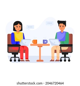 Ilustración plana de colaboración en un estilo editable 
