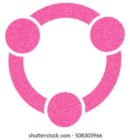 Collaboration grainy textured icon for overlay watermark stamps. Flat symbol with dust texture. Dotted vector pink ink rubber seal stamp with grunge design on a white background.