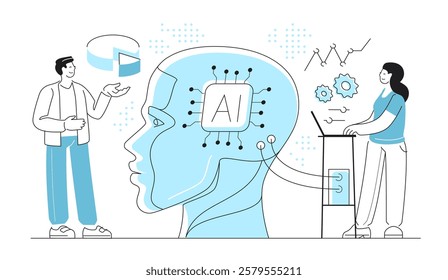 Collaboration of humans and artificial intelligence. Robotic process automation of business workflows. Engineering