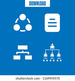 collaboration icon. 4 collaboration vector set. note, hierarchical order and organization icons for web and design about collaboration theme