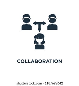 Collaboration icon. Black filled vector illustration. Collaboration symbol on white background. Can be used in web and mobile.