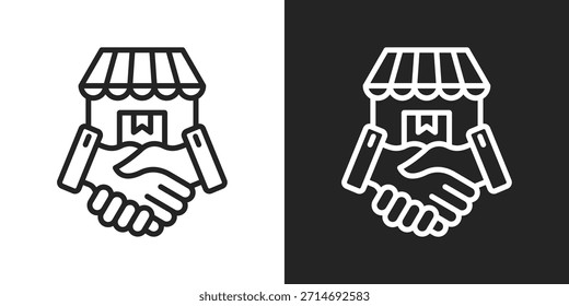 Collaboration Icon In Black And White Line Style