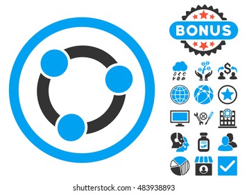 Collaboration icon with bonus images. Vector illustration style is flat iconic bicolor symbols, blue and gray colors, white background.