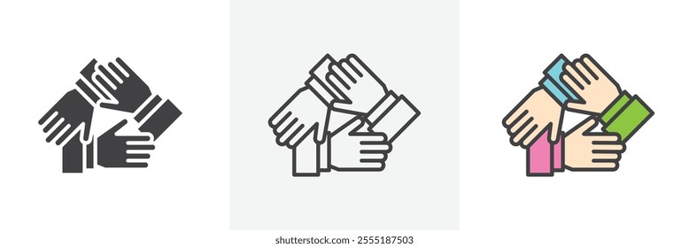 Collaboration icon collection in black and colored style.