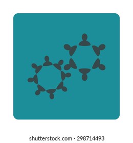 Collaboration icon from Commerce Buttons OverColor Set. Vector style is soft blue colors, flat square rounded button, white background.