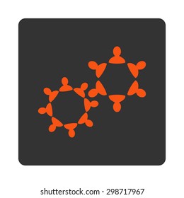 Collaboration icon from Commerce Buttons OverColor Set. Vector style is orange and gray colors, flat square rounded button, white background.