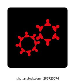 Collaboration icon from Commerce Buttons OverColor Set. Vector style is intensive red and black colors, flat square rounded button.