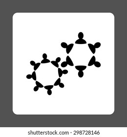 Collaboration icon from Commerce Buttons OverColor Set. Vector style is black and white colors, flat square rounded button, gray background.