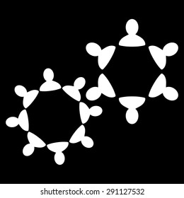 Collaboration icon from Commerce Set. Vector style: flat symbol, white color, rounded angles, black background.