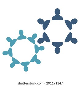 Collaboration icon from Commerce Set. Vector style: bicolor flat symbol, cyan and blue colors, rounded angles, white background.