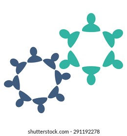 Collaboration icon from Commerce Set. Vector style: bicolor flat symbol, cobalt and cyan colors, rounded angles, white background.