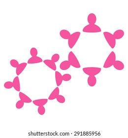 Collaboration icon from Commerce Set. Vector style: flat symbol, pink color, rounded angles, white background.