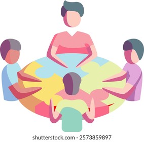 Collaboration Icon - Flat Color Style - Critical Thinking Theme