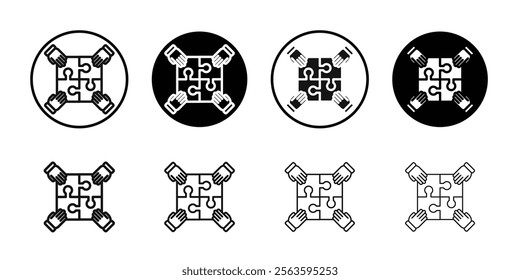 collaboration icon Flat outline fill set collection