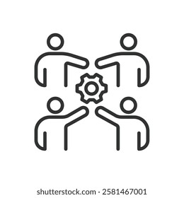 Collaboration, icon in line design. Collaboration, teamwork, partnership, cooperation, synergy, group, communication on white background vector. Collaboration editable stroke icon