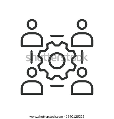 Collaboration, icon in line design. Collaboration, teamwork, partnership, cooperation, group work, communication, joint effort on white background vector. Collaboration, editable stroke icon