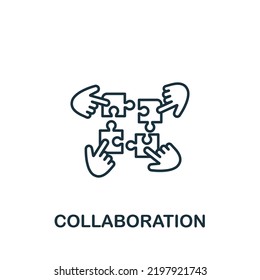 Icono de colaboración. Icono de crowdfunding simple de línea para plantillas, diseño web e infografías