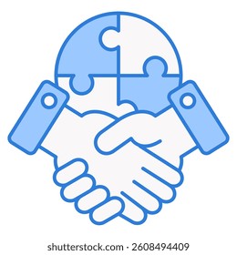 Collaboration icon lineal Blue style.