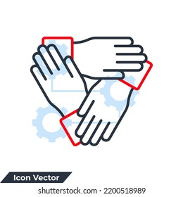 Collaboration Icon Logo Vector Illustration. Three Hands Support Each Other Symbol Template For Graphic And Web Design Collection