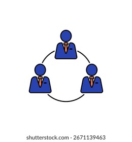 Icono de colaboración Esquema editable Línea de trazo Dibujo EPS.