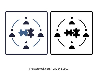 Symbol für Zusammenarbeit. Verwandt mit Interaktion. geeignet für Website, App, Benutzeroberflächen. Solid-Icon-Stil