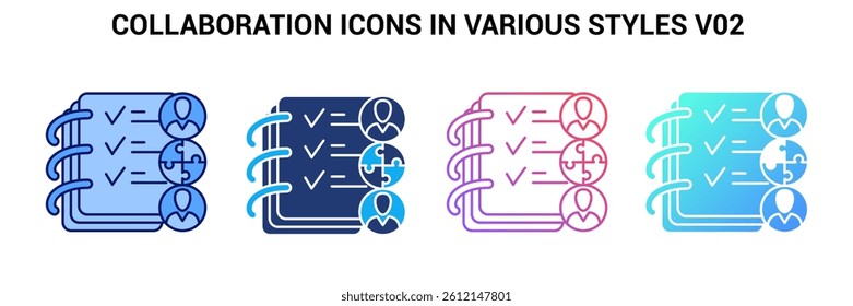 Collaboration icon represented by Collaboration symbol Blue, Gradient, Dualtone, Fill style.