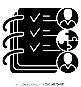 Collaboration icon represented by Collaboration symbol Black Filled style.