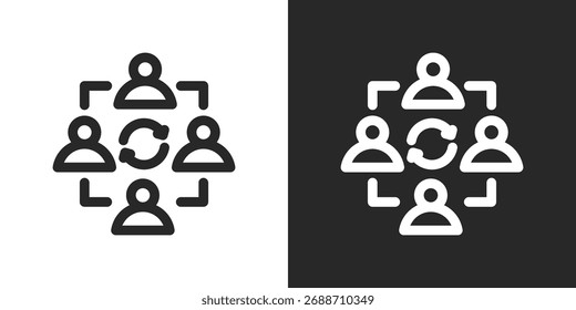 Symbol für Zusammenarbeit in schwarz-weißem Umrissformat