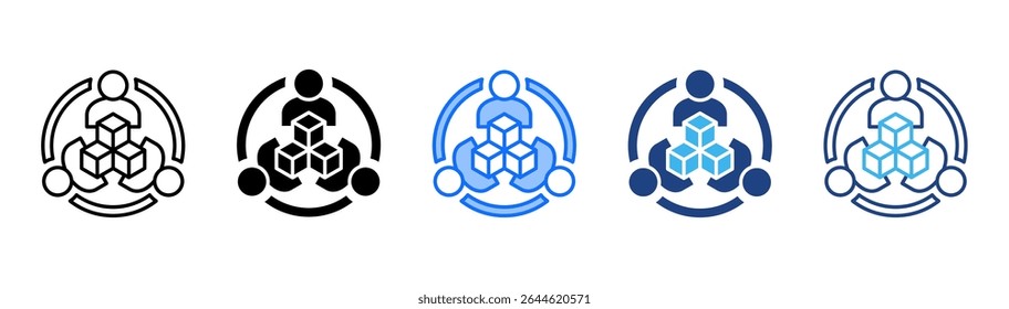 Collaboration icon set multiple style collection