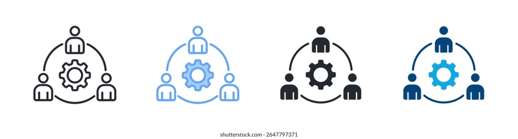 Collaboration Icon Set Multiple Style. Designed In Outline, Blue, Glyph, Dual Tone