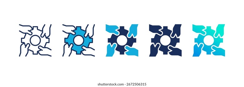 Collaboration icon set multiple style collection