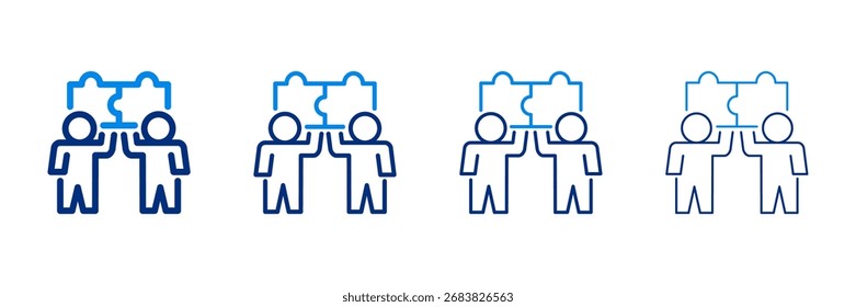 Collaboration Icon Set With Two Colors And Multiple Line Styles Vector Illustration