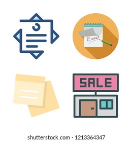 collaboration icon set. vector set about sale id, note and notes icons set.