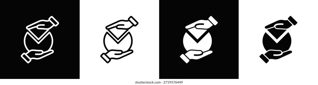 Conjunto de iconos de colaboración estilo de fondo negro blanco