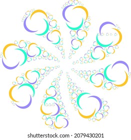 Collaboration icon twirl abstract flower fireworks shape. Flower twirl created using random collaboration symbols.