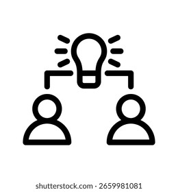 Vector De Iconos De Colaboración Del Conjunto De Líneas De Gestión Empresarial