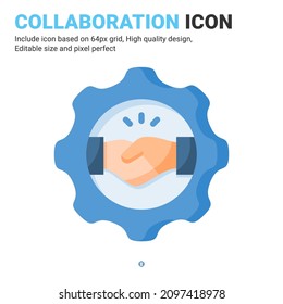 Collaboration icon vector with flat color style isolated on white background. Vector illustration teamwork, contribution sign symbol icon concept for business, finance, industry, apps and project