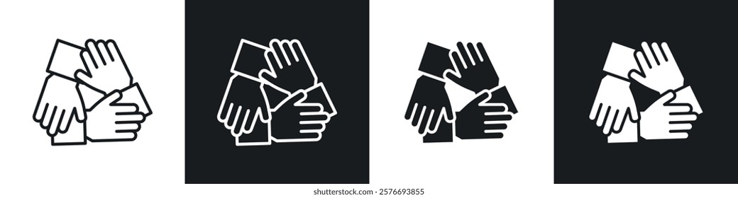 Collaboration icons collection in black and white solid and line style