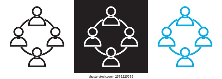 Collaboration  Icons set. Line Editable Icons.  Business related icons: teamwork, handshake, agreement, etc. Isolated on white and black background. Vector illustration. EPS 10