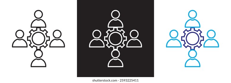 Collaboration  Icons set. Line Editable Icons.  Business related icons: teamwork, handshake, agreement, etc. Isolated on white and black background. Vector illustration. EPS 10