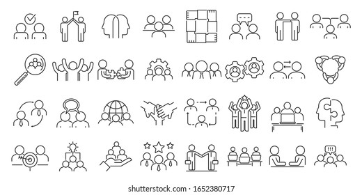 Collaboration Icons Set. Outline Set Of Collaboration Vector Icons For Web Design Isolated On White Background