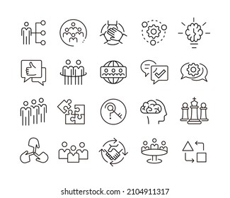 Iconos de colaboración: Iconos de línea de vectores. Stroke editable. Gráfico vectorial