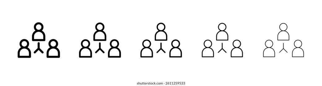 Collaboration icons vector set in different stroke line style