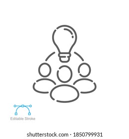 Collaboration Idea Icon. Forum Group  Discussion For Solution, Innovation Meeting, Communication Partner. Line Pictogram Style. Editable Stroke. Vector Illustration. Design On White Background EPS 10