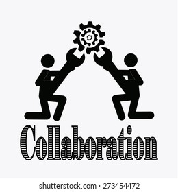 collaboration illustration over white color background