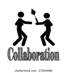 collaboration illustration over white color background