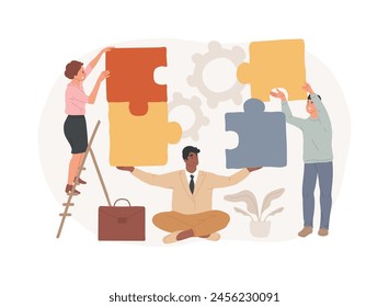 Collaboration isolated concept vector illustration. Working team collaboration, enterprise cooperation, colleagues mutual assistance, business meeting, effective communication vector concept.