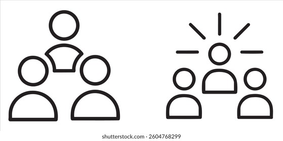 Collaboration and leadership icons illustrating teamwork dynamics.