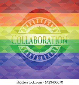 Collaboration lgbt colors emblem. Vector Illustration. Mosaic.